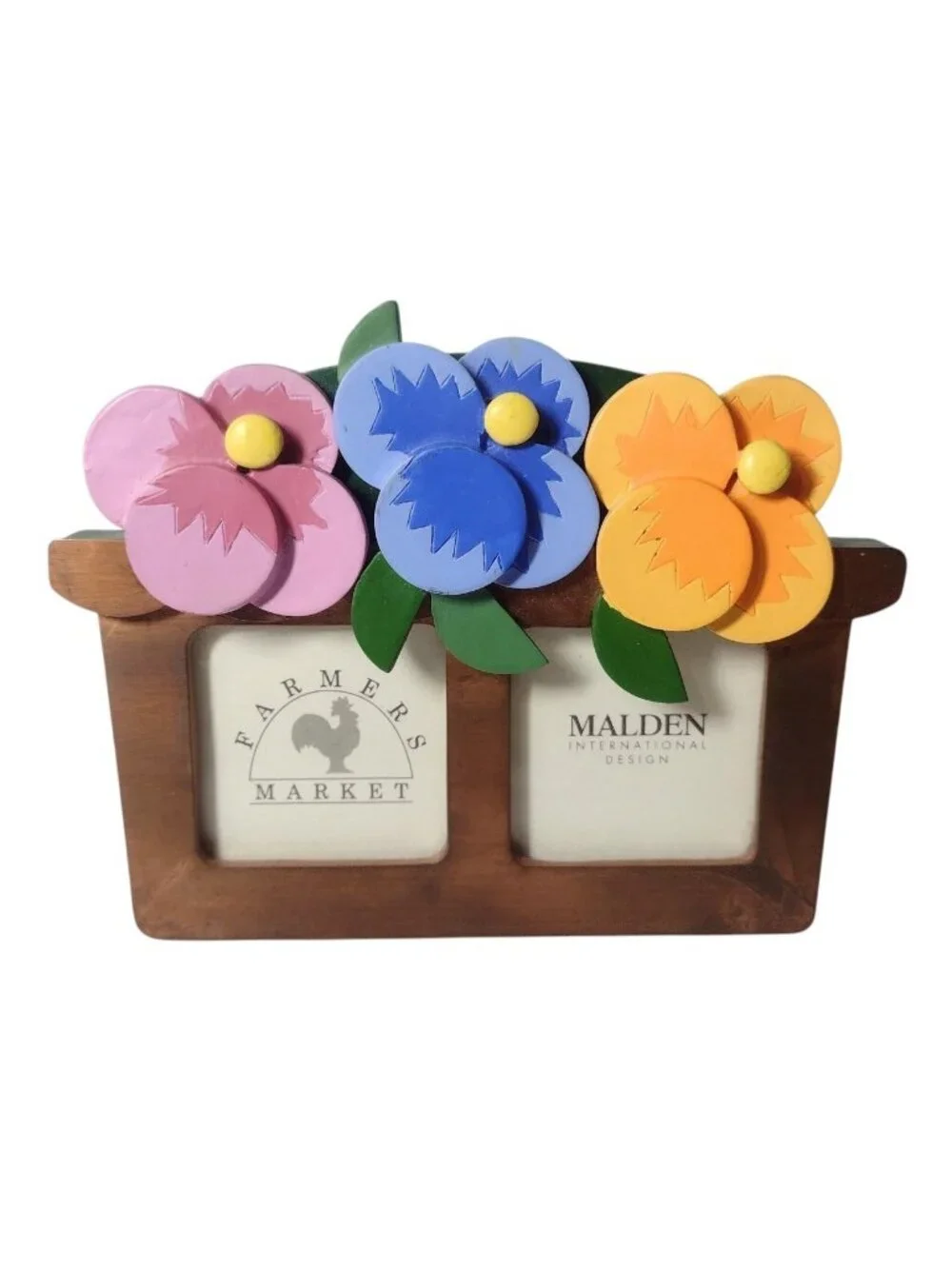 Malden International Copper Front Pansy Divided Photo Frame 3D Flowers 6 x 4.5